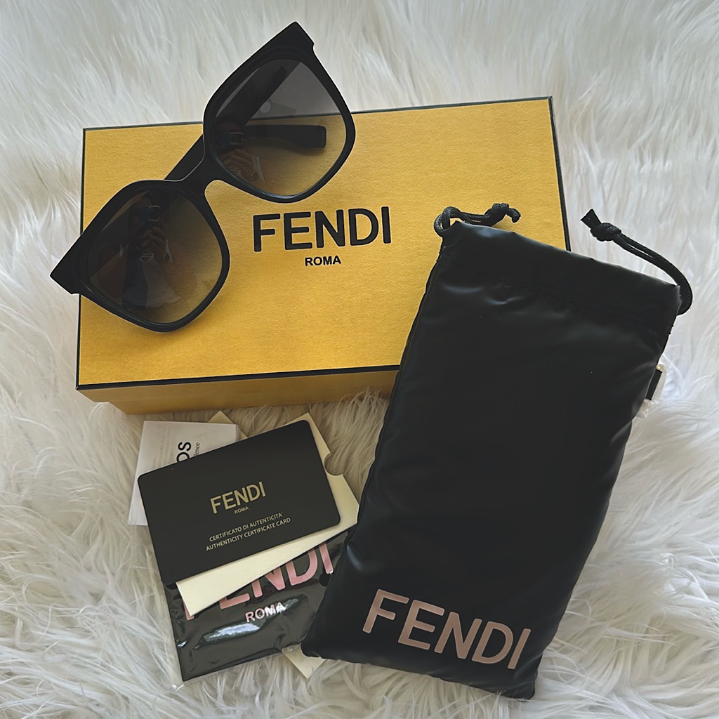 New Fendi Sunglasses Black Grey Shaded Acetate